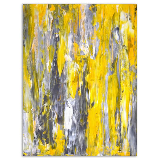 Designart - Grey and Yellow Abstract Pattern